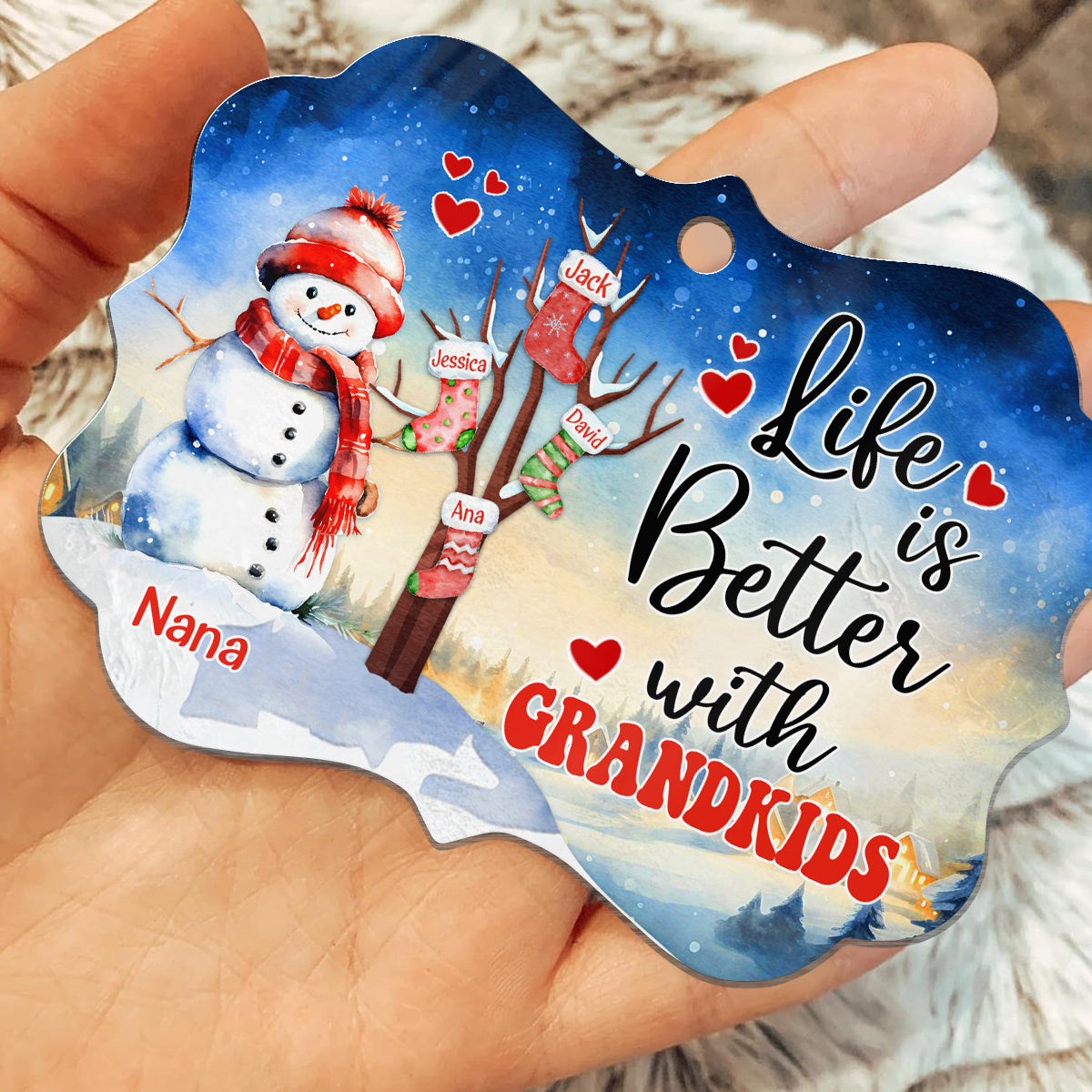 Gifts For Grandparents, Cute Stock Tree Life Is Awesome With Grandkids, Personalized Christmas Ornament, Gifts For Mimi From Grandkids, Xmas Tree Hanging Keepsake Medallion Aluminum