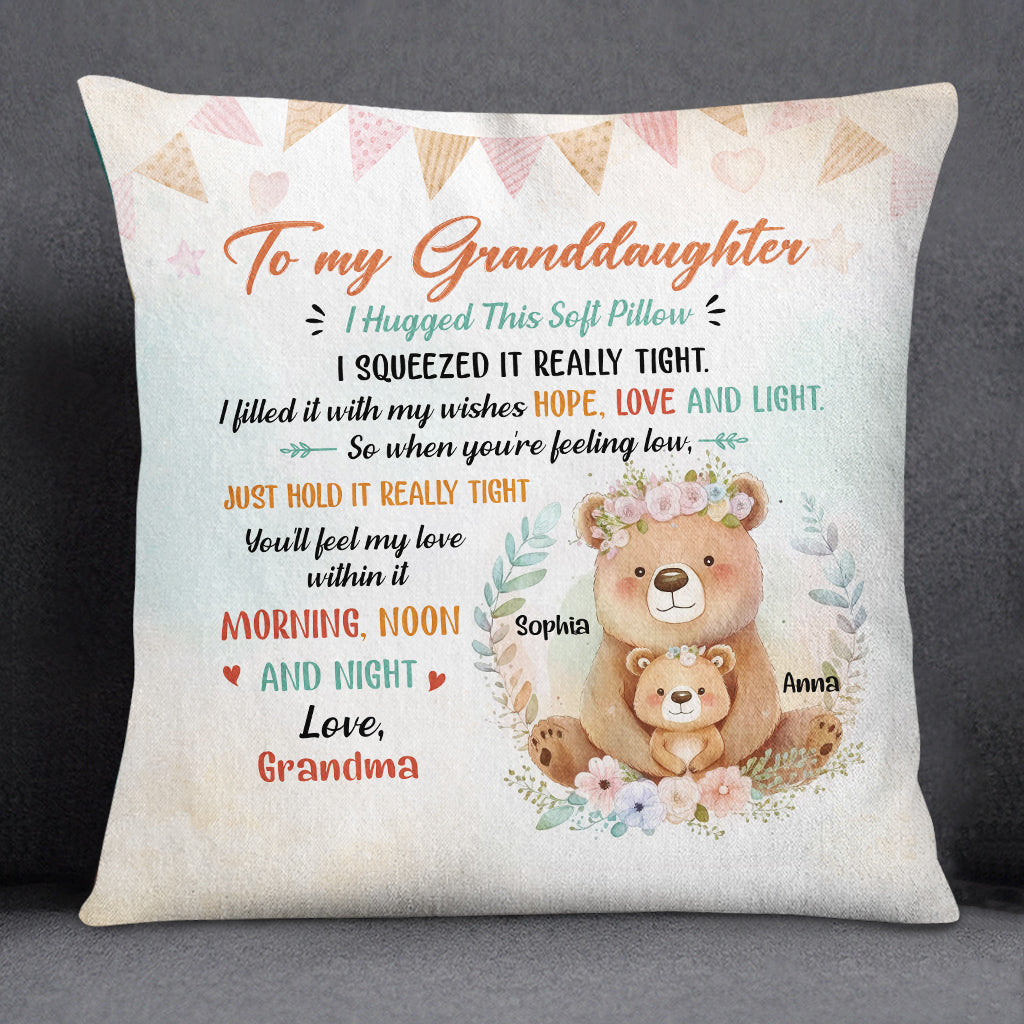Square Pillow For Grandkids From Nana Gifts For Granddaughter When You're Feeling Low Just Hold It Floral Theme Cute Bear
