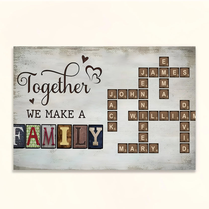 Together We Make A Family Crossword Art Poster, Personalized Canvas Wall Art, Gifts For Parents, Poster Prints Home Decor