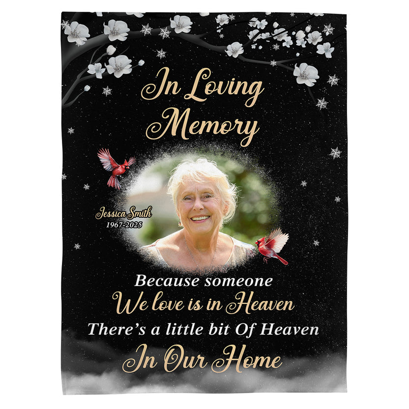 Remembrance Gifts, Personalized Memorial Blanket With Photo, Loving Memory Because Someone We Love Is In Heaven, Loss Of Loved Ones Blanket, Fleece Sherpa, Funeral Gifts For Anniversary