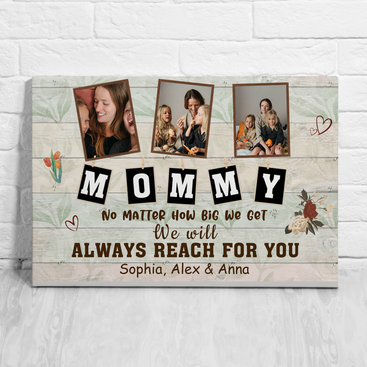 Gifts For Mother, No Matter How Big We Get We Will Reach, Personalized Canvas Wall Art, Gifts For Mother Mommy From Son Daughter Kids, Poster Prints Wall Decoration, Gifts For Birthday