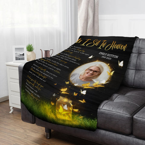 Sympathy Gifts, Personalized Blanket With Photo Comfort Message From Above, Photo Tribute Style, Memorial Words Of Peace And Comfort, Loss Of Mom Dad Blanket, Fleece Sherpa