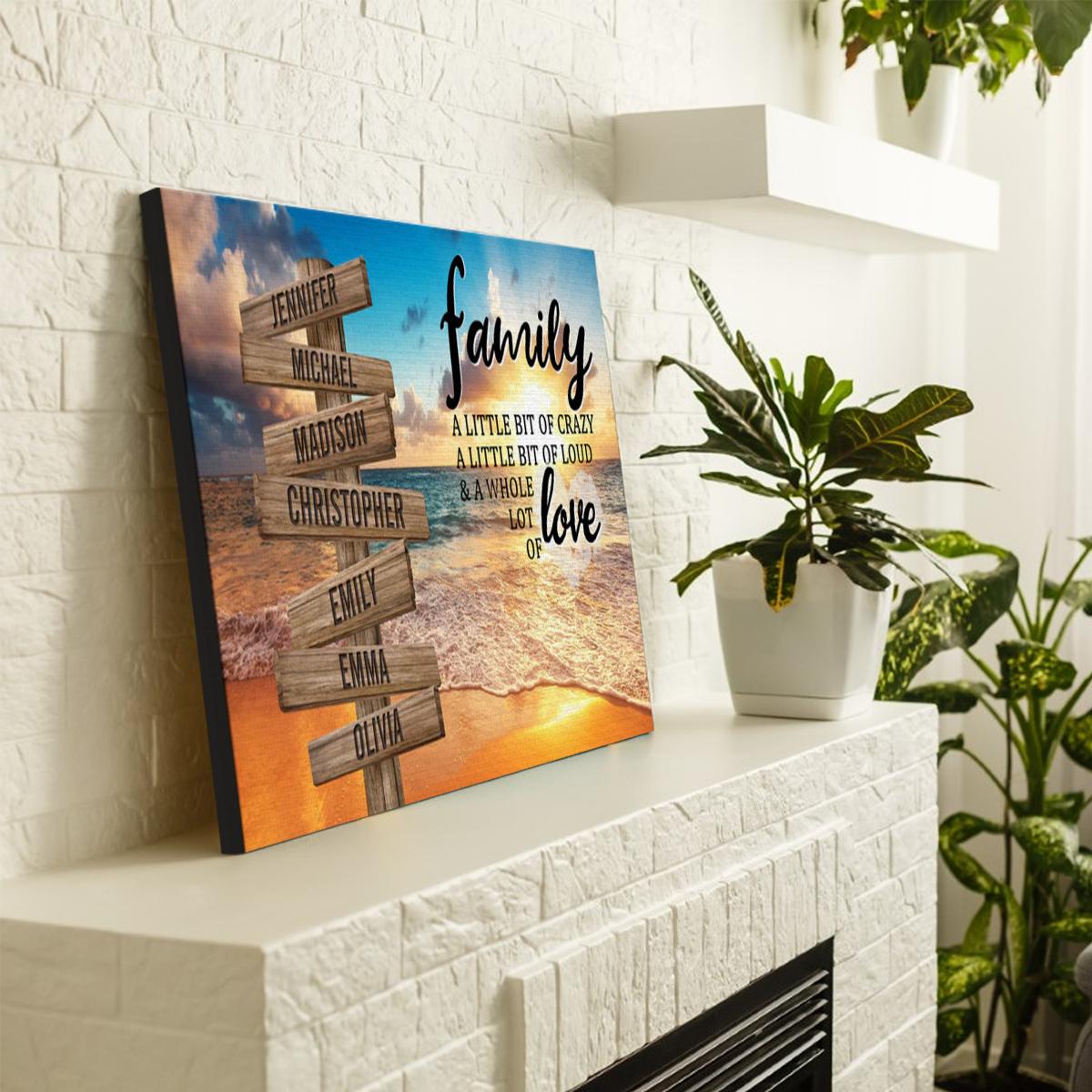 Personalized Canvas Wall Art For Mom Dad Grandma From Kids Grandkids Wooden Signs A Little Crazy Loud Sunset Custom Multi Name Poster Prints Home Decor Family Gifts For Mom Dad On Birthday
