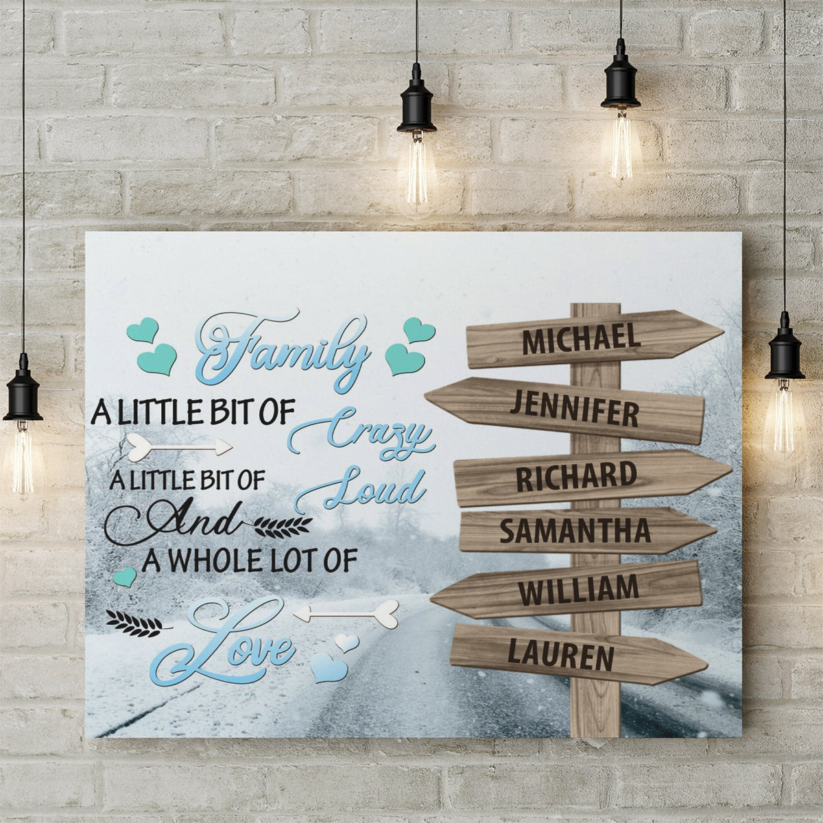 Personalized Canvas Wall Art For Mom Dad Kids From Son Daughter A Little Bit Of Crazy Loud Winter Street Sign Custom Multi Name Poster Prints Home Decor Family Gifts For Mom Dad