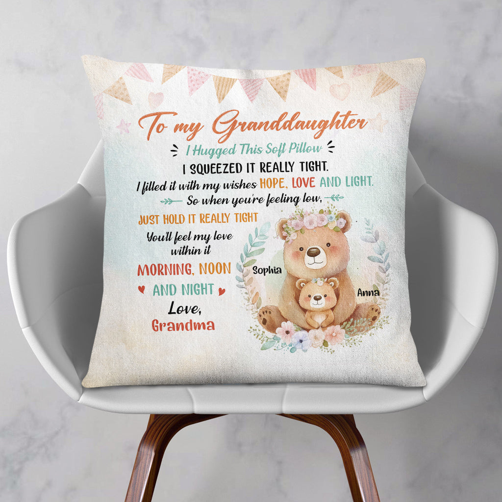 Square Pillow For Grandkids From Nana Gifts For Granddaughter When You're Feeling Low Just Hold It Floral Theme Cute Bear