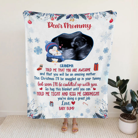 New Parents Gifts, Grandma Told Me That You Are Awesome Ultrasound Photo, Personalized Blanket, Gifts For Mommy Mom To Be, Fleece Sherpa, Expecting Mom Blanket, Gifts For Christmas