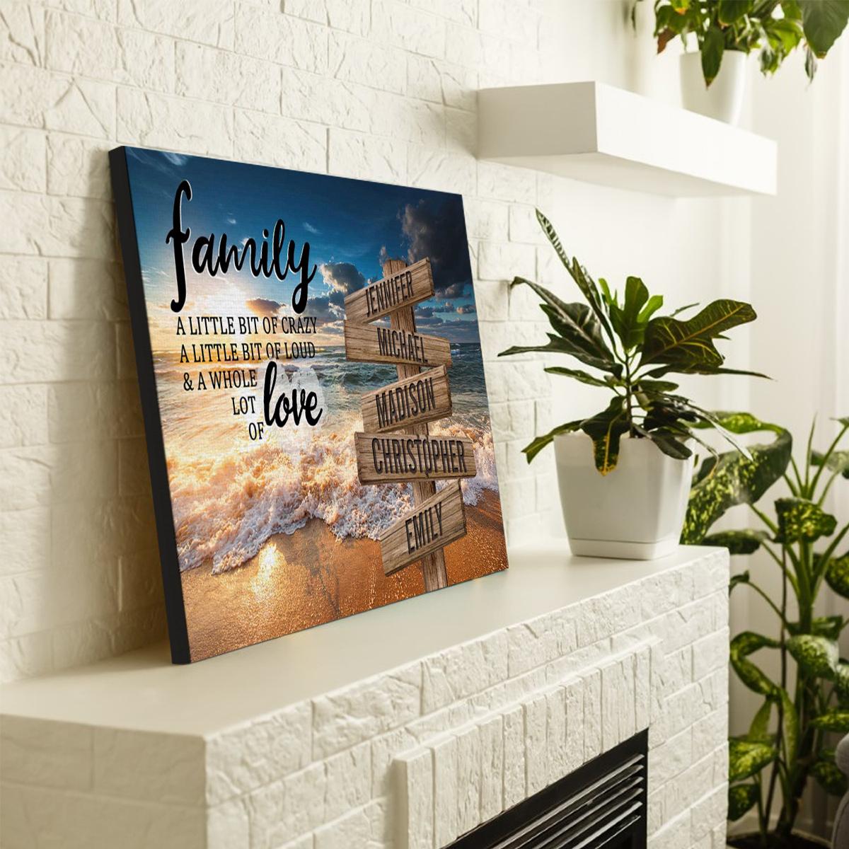 Personalized Canvas Wall Art For Mom Dad Grandma From Kids Grandkids A Little Of Crazy Loud And Lot Love Wooden Signs Custom Multi Name Poster Prints Home Decor Family Gifts For Birthday