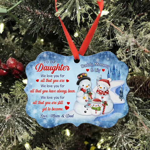 Daughter Gifts, Love You For All That You Are Snowflakes Medallion Aluminum Ornament, Personalized Christmas Ornament, Gifts For Girls From Mom Dad, Xmas Tree Decor