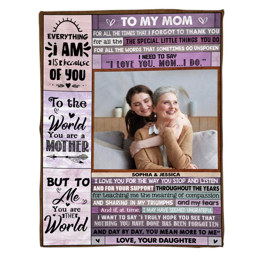 Gifts For Mom, Vintage Wooden Background Custom Love Letter Blanket To My Mom Warm And Cozy, Personalized Blanket, Gifts For Mom From Daughter Fleece Sherpa Blanket, Gifts For Birthday