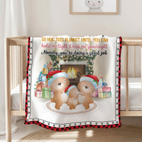 First Mom Gifts, Mommy You Are Doing A Job Bear Family Together, Personalized Blanket, Gifts For Mommy Mom To Be, Fleece Sherpa, New Mom To Be Blanket, Gifts For Christmas Birthday