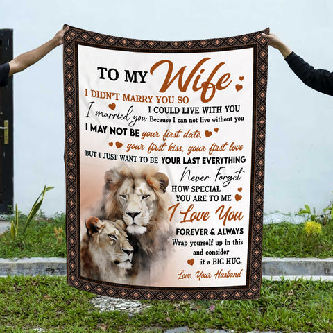 Gifts Ideas For Wife, Lion Couple Love You Always, Personalized Blanket, Gifts For Husband And Wife From Husband Lovers, Custom Fleece Sherpa Blanket, Gifts For Birthday Anniversary