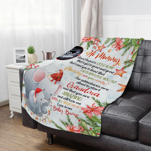 Elephant Pregnancy Announcement Baby Blanket, Ultrasound Baby Reveal Gifts For 1st Time Parents, Cozy Fleece Blanket For New Mom New Dad Keepsake, Expecting Mom Christmas Presents