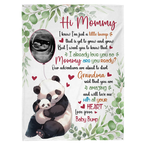 I Already Love You Leaf Mommy Baby Panda With Balloon Green Leaf, Personalized Blanket, Gifts For Mom To Be, Fleece Sherpa, New Mom Blanket, Gifts For Mother's Day