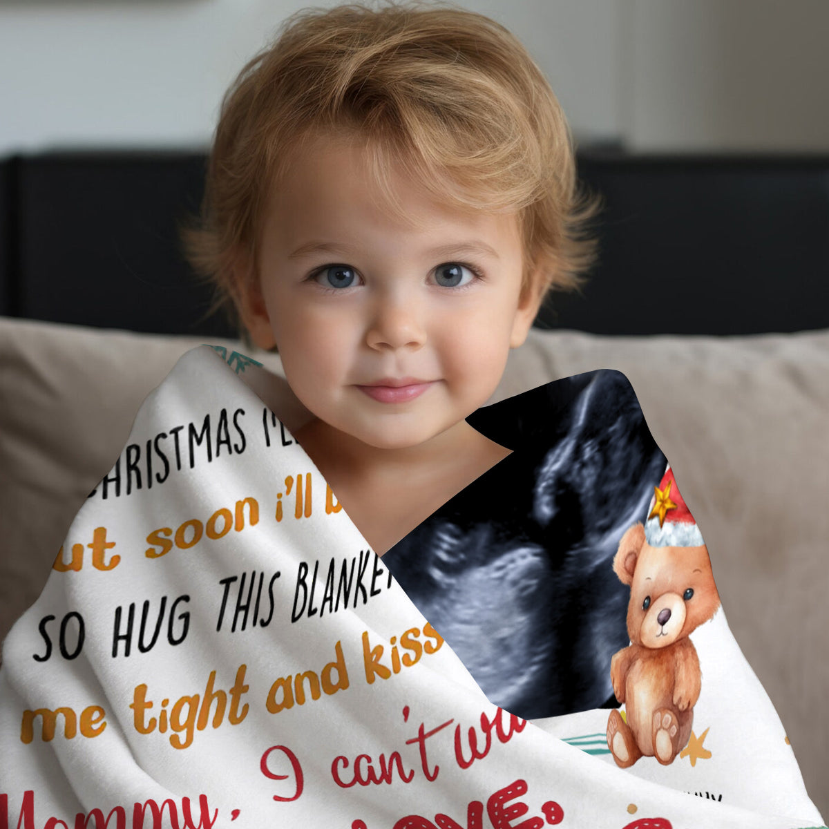 New Mom Gifts Ideas, Mommy I Can't Wait To Meet You Bear With Sonogram Photo, Personalized Blanket, Gifts For Mommy First Mom, Fleece Sherpa, Mom To Be Blanket, Gifts For Christmas