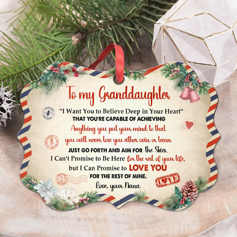 Granddaughter Gifts, Airmail Letter Just Go Forth And Aim For The Skies Medallion Aluminum Ornament For Baby From Mimi, Xmas Tree Decor, Gifts Holiday Winter Xmas Christmas Tree Hanging