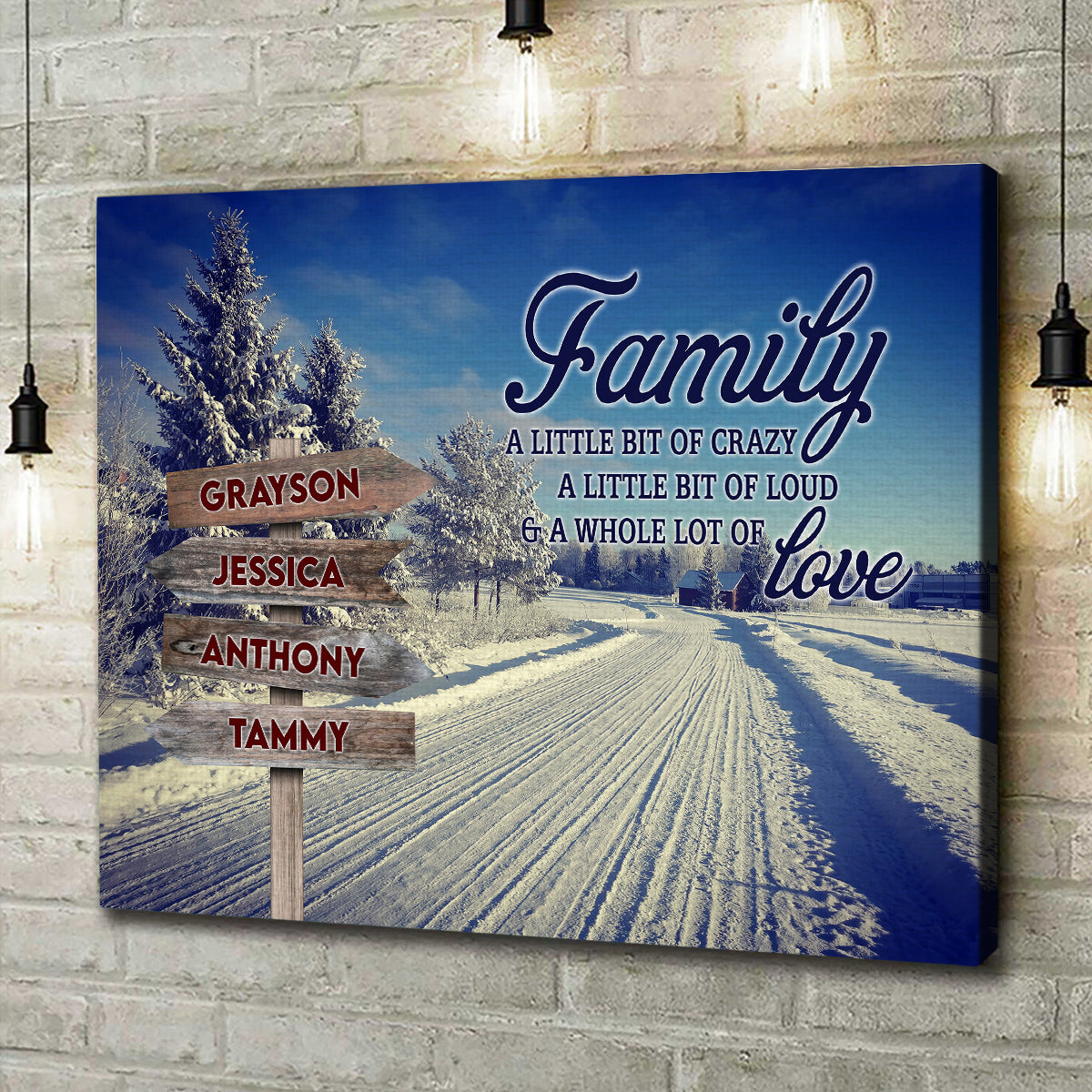 Family Gifts, Family A Little Bit Of Crazy A Little Bit Of Loud & A Whole Lot Of Love, Personalized Canvas Wall Art, Gifts For Mom Dad, Poster Prints Home Decor, Family Wall Art