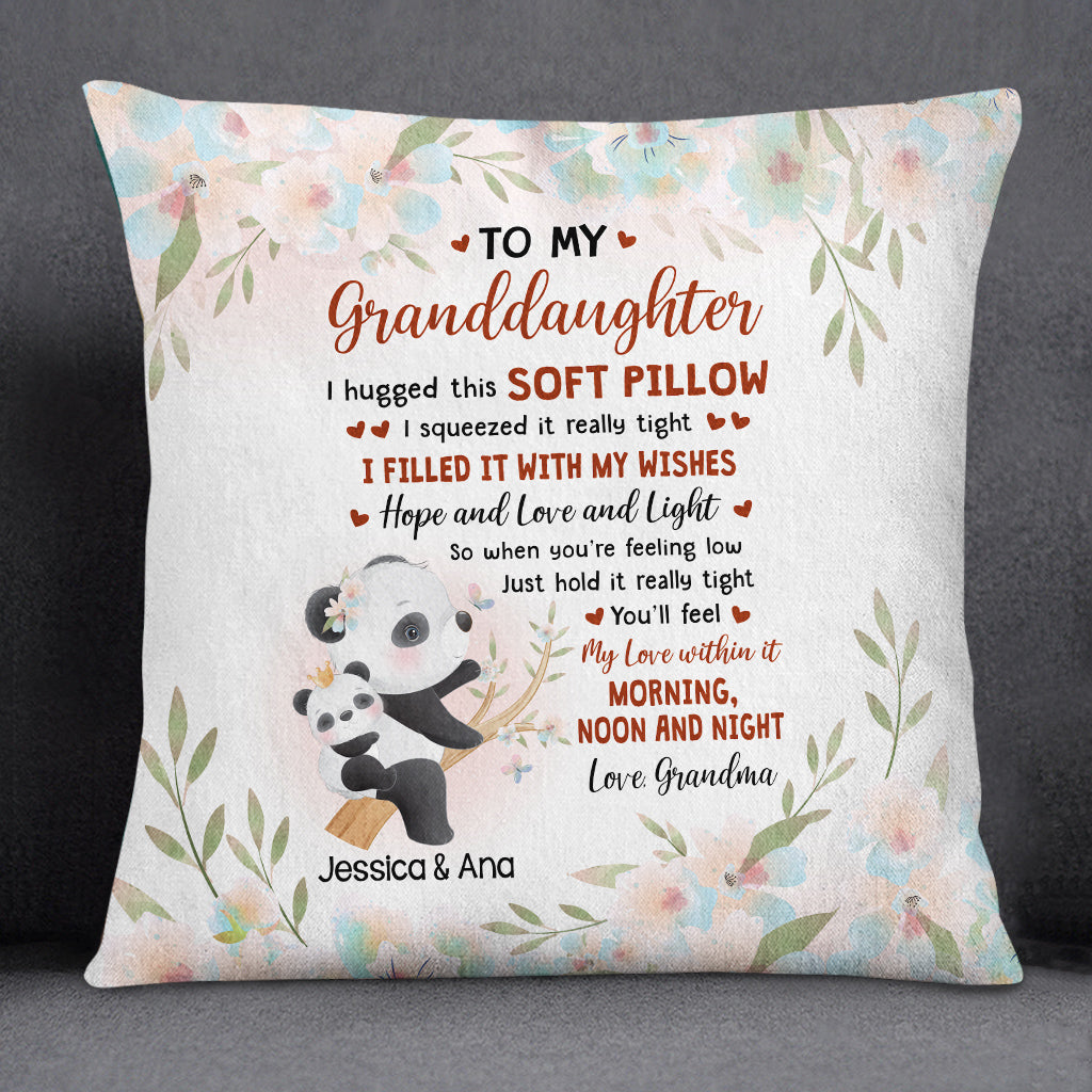 Personalized Square Pillow For Granddaughter Kids From Grandparents Gifts For Granddaughter I Hugged This Soft Pillow Cute Panda Custom Name Double Sided Sofa Couch Cushion On Birthday