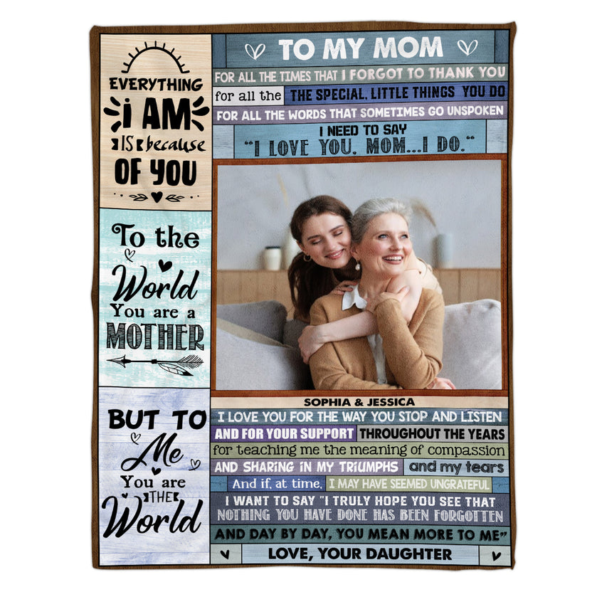 Custom Gifts For Mom, Vintage Wooden Background Custom Love Letter Blanket To My Mom Warm And Cozy Blanket, Gifts For Mom From Daughter Son, Fleece Sherpa Blanket, Gifts For Birthday