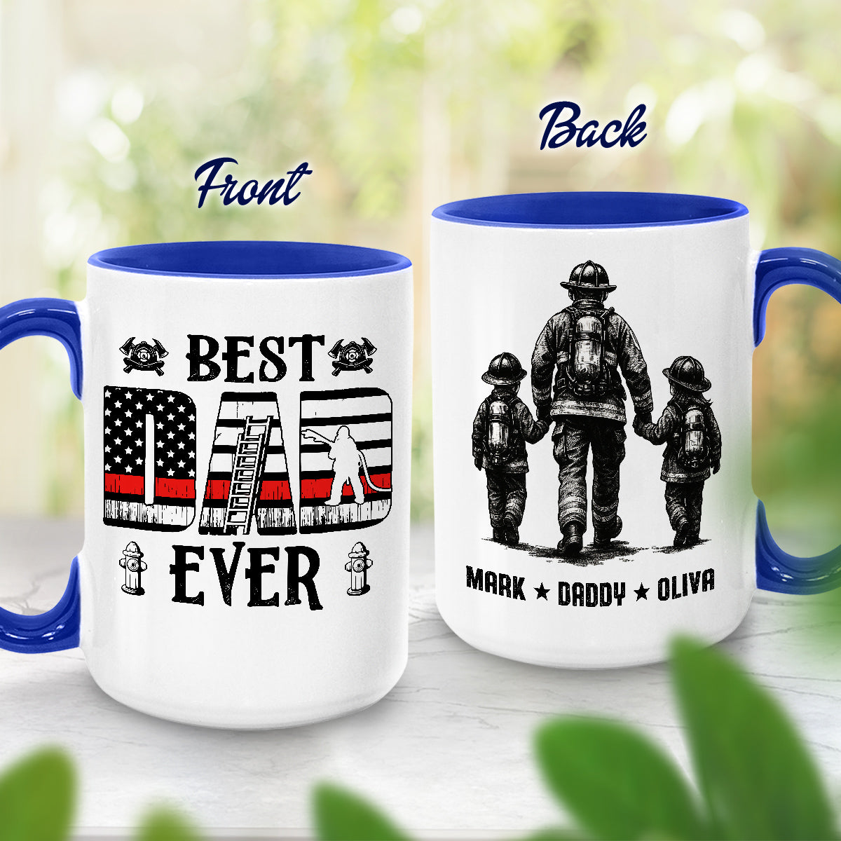 Dad Ever Firefighter Mug, Personalized Coffee Cup For Proud Fireman Father And Kids, Firefighter Gifts For Dad, Husband Or Grandpa, Thoughtful Gifts Father’s Day, Birthday, Or Christmas