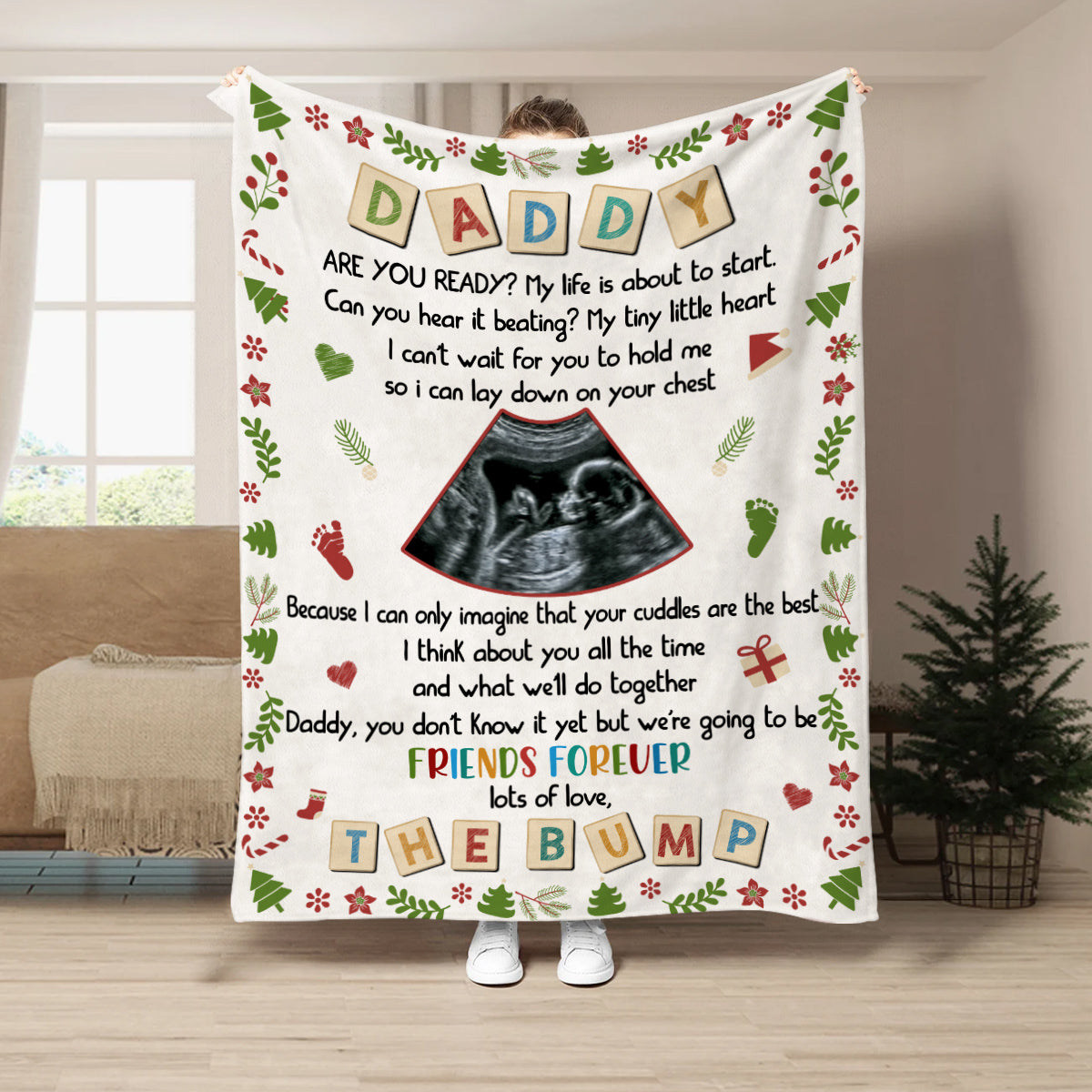 Dad To Be Gifts, Daddy Are You Ready I Can't Wait For You To Hold Me Baby Ultrasound, Personalized Blanket, Gifts For New Daddy, Fleece Sherpa, New Dad Blanket, Gifts For Christmas