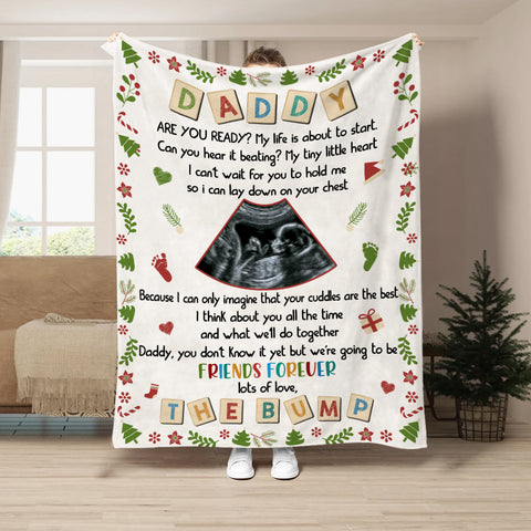 Dad To Be Gifts, Daddy Are You Ready I Can't Wait For You To Hold Me Baby Ultrasound, Personalized Blanket, Gifts For New Daddy, Fleece Sherpa, New Dad Blanket, Gifts For Christmas