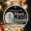 Sympathy Gifts, Personalized Photo Memorial Ornament, Big Piece Of Heart Lives In Heaven Butterflies Hearts Wooden Background, Gifts For Loss Of Mom Dad, Xmas Tree Decoration, Funeral