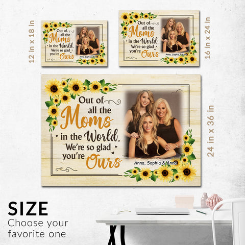 Gifts For Mom, Of All Moms In World Sunflowers Funny, Personalized Canvas Wall Art, Gifts For Mom Mommy From Son Daughter Kids, Poster Prints Home Decor, Gifts For Mother's Day Birthday