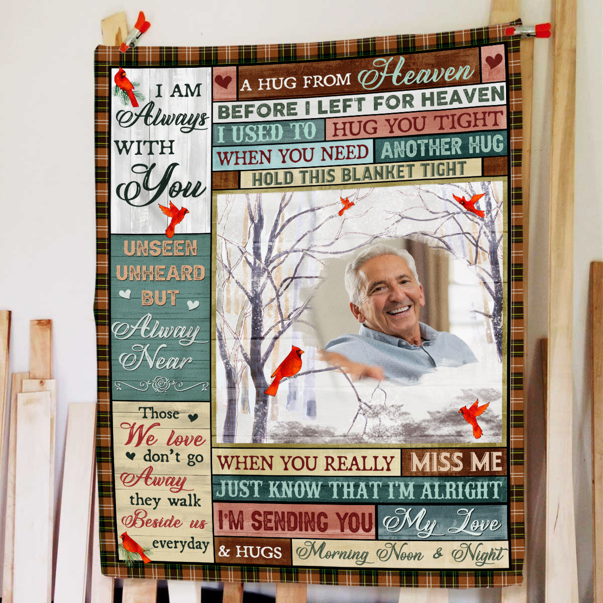 Memorial Gifts, Personalized Memorial Blanket With Photo, Hug From Heaven Im Sending You My Love Hugs, Loss Of Mom Dad Blanket, Fleece Sherpa, Memorial Gifts For Anniversary Birthday