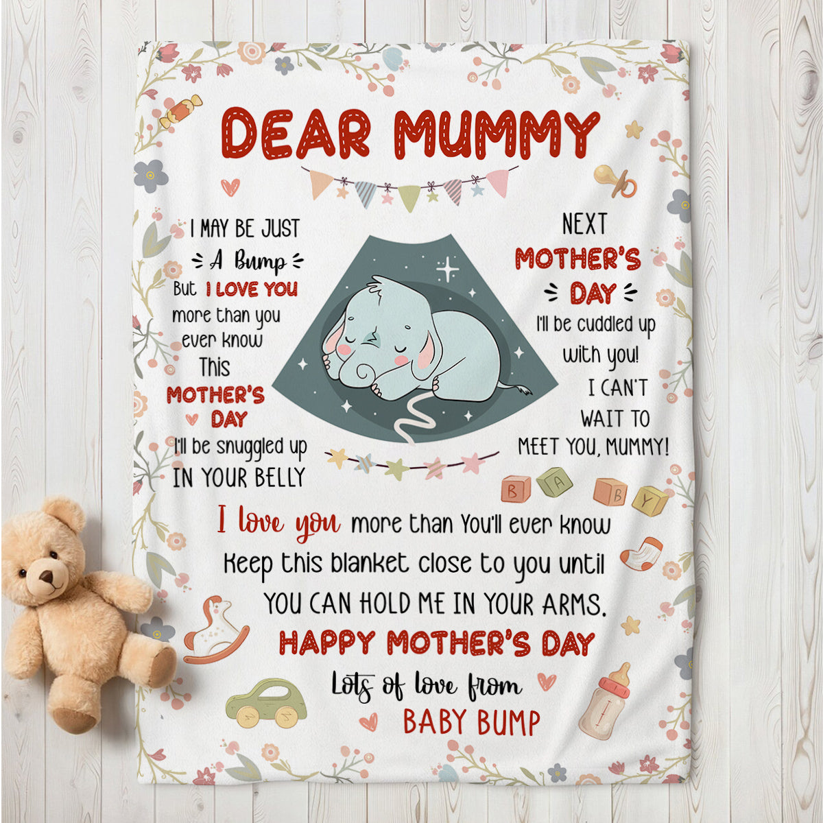 Mom To Be Gifts, Cute Baby Elephant Sleeping In Mommy's Belly Keep This Blanket Until Can Hold In Arms, Personalized Blanket, Gifts For New Mommy, Fleece Sherpa Mother's Day