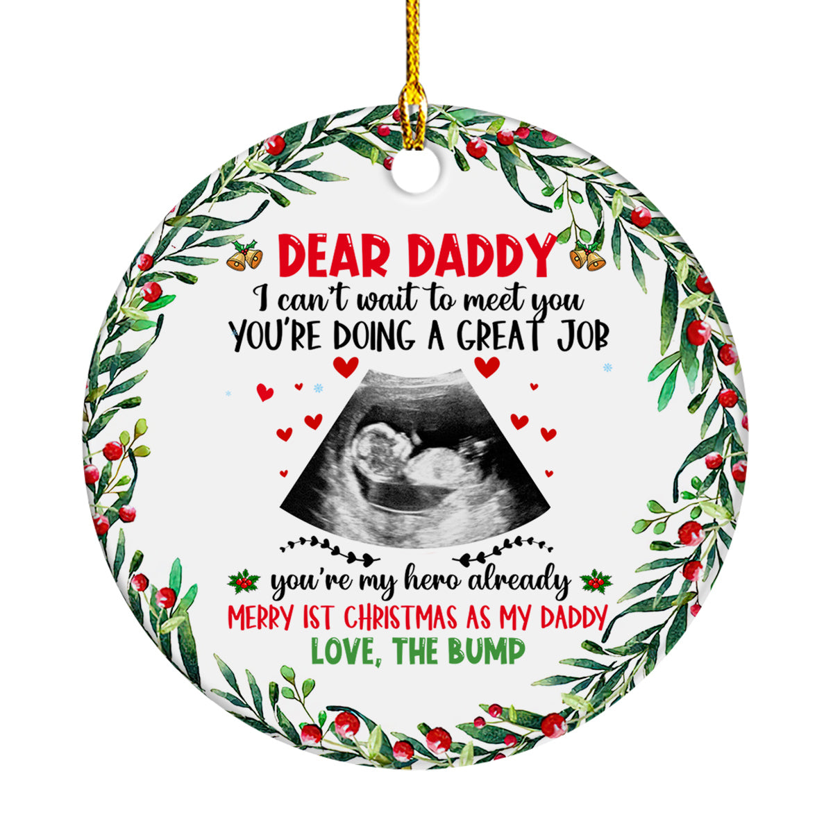 New Dad Gifts, Baby Ultrasound Scan I Can't Wait To Meet You , Personalized Christmas Ornament With Photo, Gifts For Daddy New Dad, Xmas Decor, New Dad Ornament, Gifts For Christmas