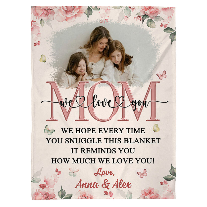 Meaningful Gifts For Mom, You Snuggle This Blanket It Reminds You Love Flowers, Personalized Blanket, Gifts For Mom Mother From Son Daughter, Fleece Sherpa Blanket, Gifts For Birthday