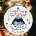 Daddy & Mommy Twins Ultrasound Ornament, Last Peaceful Christmas, Pregnancy Reveal Xmas Gift, Custom Sonogram Expecting Parents Keepsake
