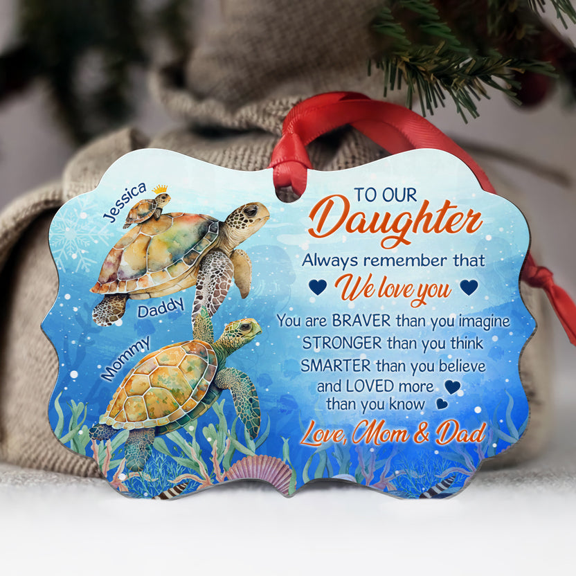 Daughter Gifts, Sea Turtle You Are Stronger Than You Think Medallion Aluminum Ornament
 For Girls Babies From Mom Dad Parents