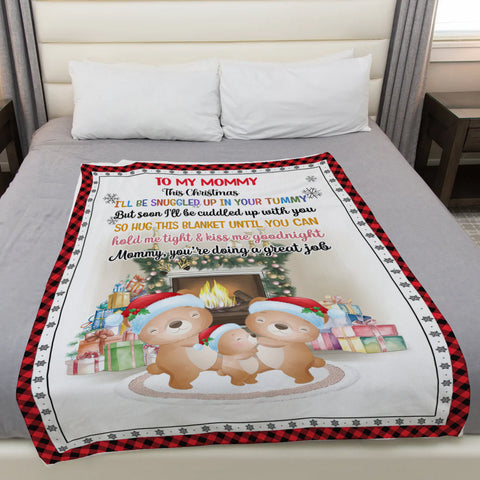 First Mom Gifts, Mommy You Are Doing A Job Bear Family Together, Personalized Blanket, Gifts For Mommy Mom To Be, Fleece Sherpa, New Mom To Be Blanket, Gifts For Christmas Birthday