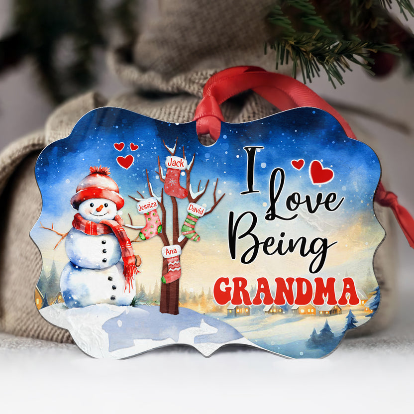 Gifts Ideas For Grandparents, Cute Stockings Tree Blessed To Be Called Grandma Medallion Aluminum Ornament For Women Keepsake