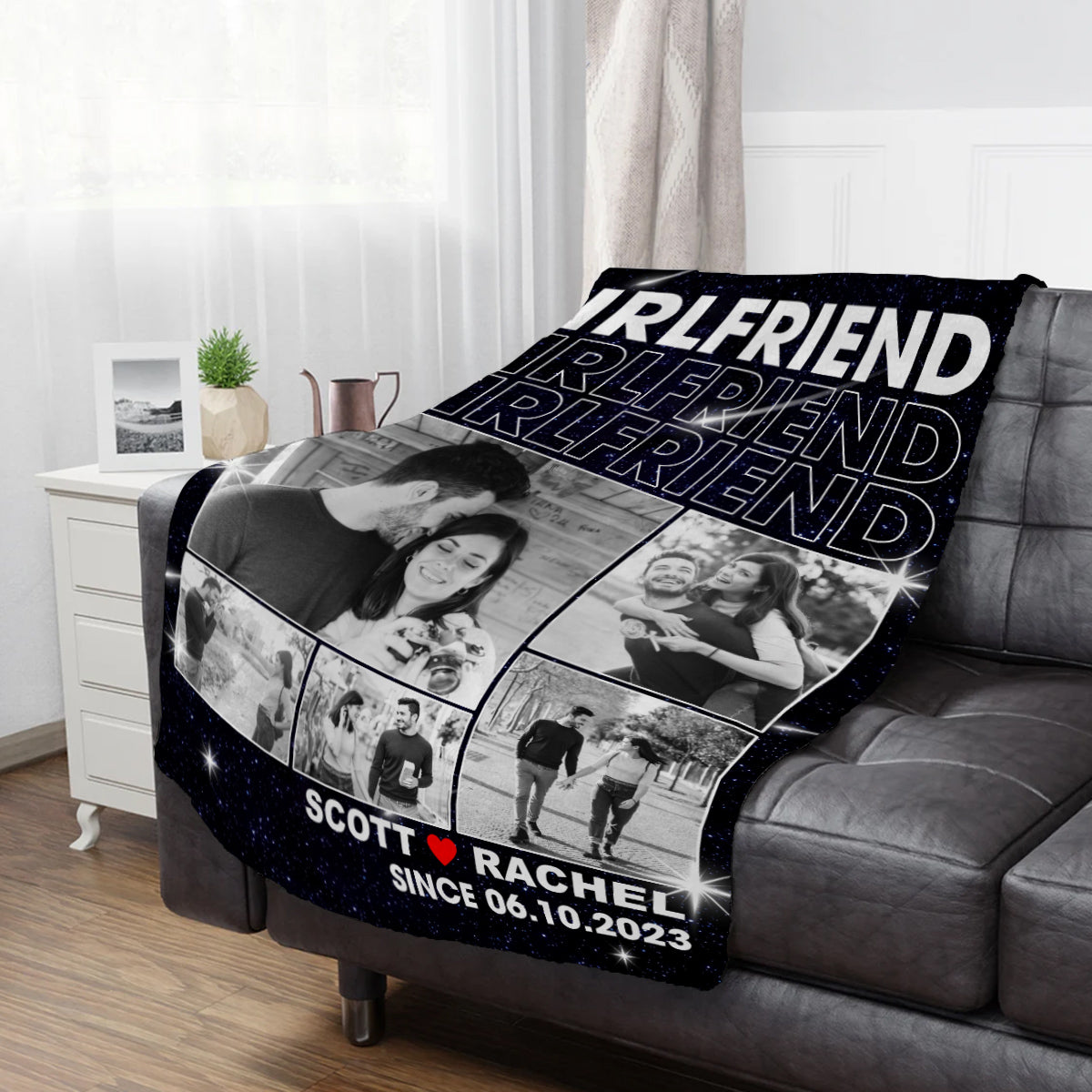 Gifts For Couple, Girlfriend Personalized Photo Custom Name Since Date, Soft Blanket With Picture  Gifts For Him Her Honey, Custom Fleece Sherpa Blanket Valentine Anniversary