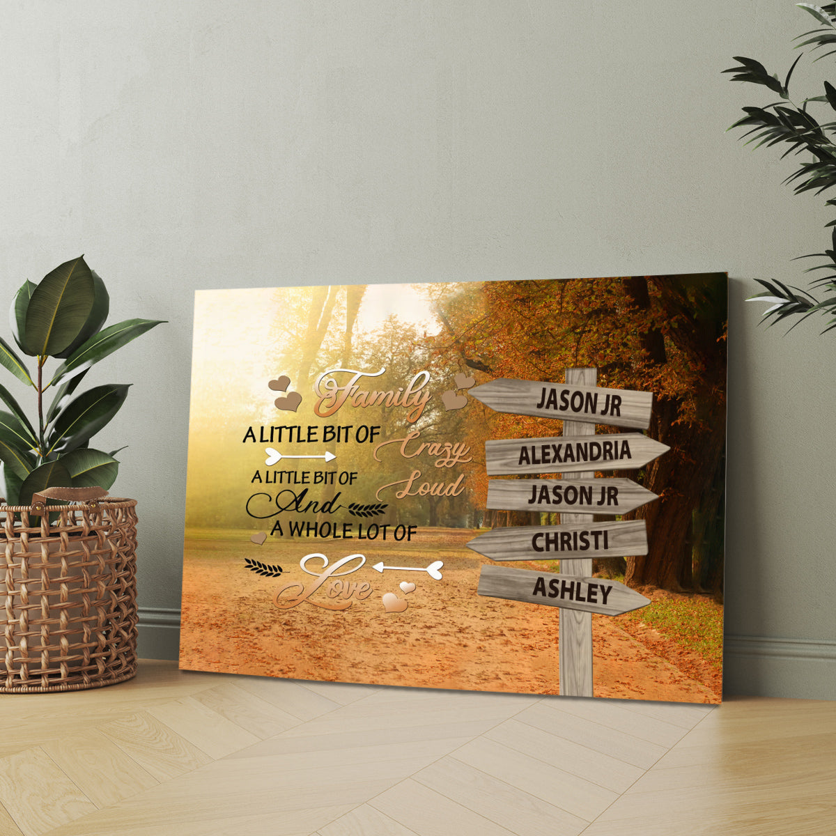 Family Gifts, A Little Bit Of Crazy Loud Autumn Street Sign Multi Name Canvas Poster Print , Personalized Canvas Wall Art, Gifts For Mom Dad, Poster Prints Home Decor, Family Wall Art