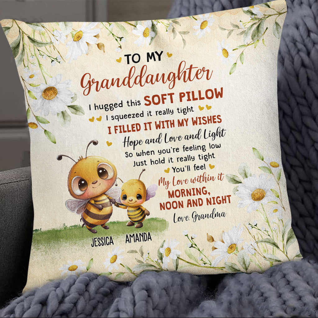 Personalized Square Pillow For Granddaughter Kids From Grandma Gifts For Granddaughter When You're Feeling Low Just Hold It Honey Bee Custom Name Double Sided Sofa Couch Cushion On Birthday