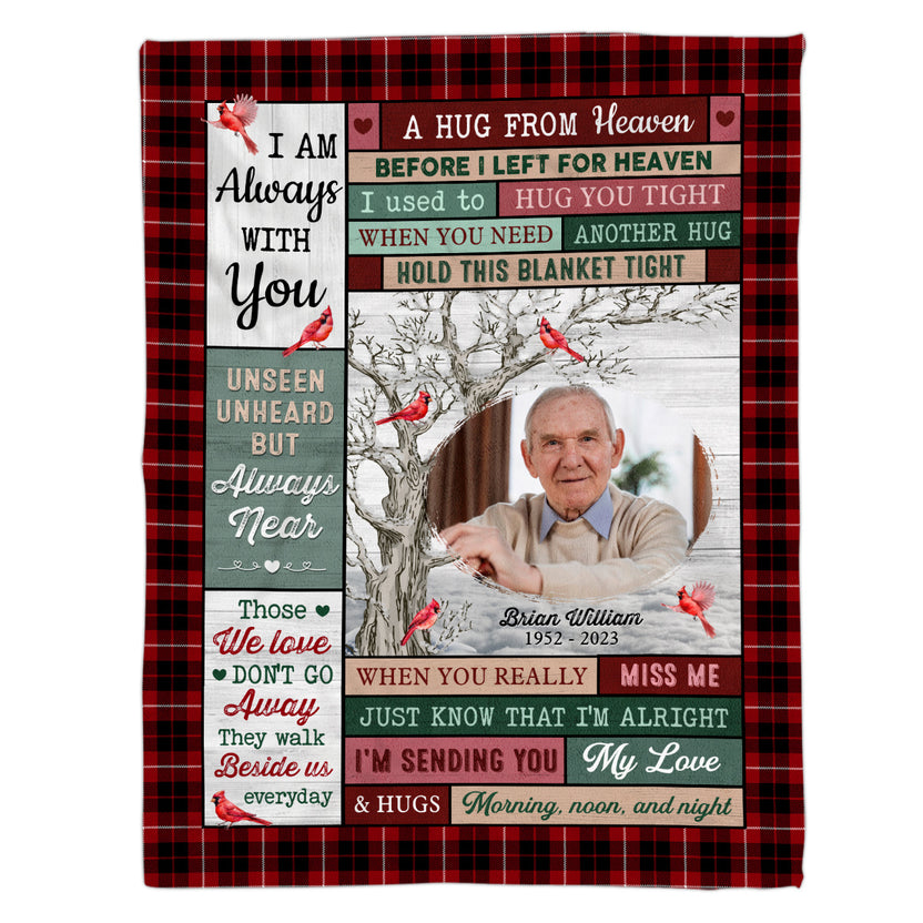 Sympathy Gifts, Personalized Memorial Blanket, Upload Photo Gifts A Hug From Heaven, Loss Of Mom Dad Lover, Fleece Blanket