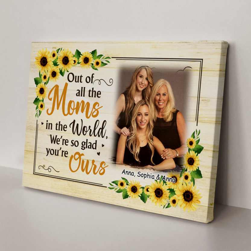 Gifts For Mom, Of All Moms In World Sunflowers Funny, Personalized Canvas Wall Art, Gifts For Mom Mommy From Son Daughter Kids, Poster Prints Home Decor, Gifts For Mother's Day Birthday