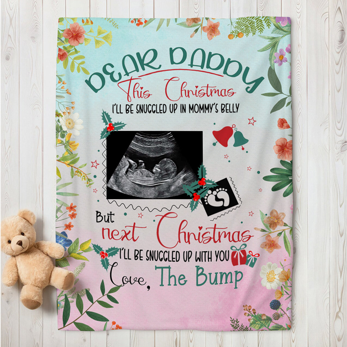 Expecting Parents Gifts, I’ll Be Snuggled Up In Mommy’s Belly, Personalized Photo Blanket, Gifts For New Daddy, Fleece Sherpa Blanket, Expectant Parents Blanket, Gifts For Birthday Xmas