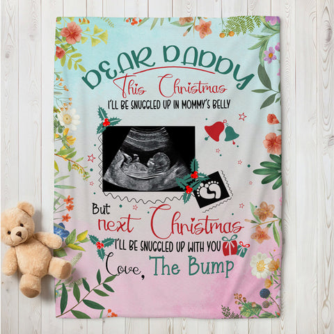 Expecting Parents Gifts, I’ll Be Snuggled Up In Mommy’s Belly, Personalized Photo Blanket, Gifts For New Daddy, Fleece Sherpa Blanket, Expectant Parents Blanket, Gifts For Birthday Xmas