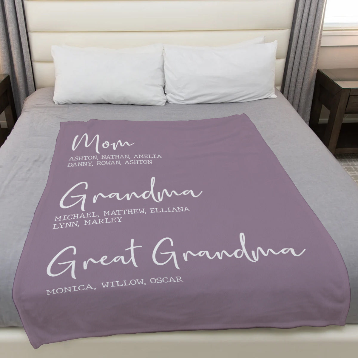 Grandma Gifts, Personalized Name Fleece Bedding Blanket, Mom Grandma Family Tree, Established Year Est Years And Names, Gifts For Nana From Grandkids, Custom Fleece Sherpa Blanket