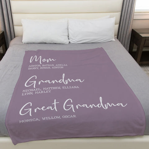 Grandma Gifts, Personalized Name Fleece Bedding Blanket, Mom Grandma Family Tree, Established Year Est Years And Names, Gifts For Nana From Grandkids, Custom Fleece Sherpa Blanket