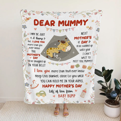 Mom To Be Gifts, I Can't Wait To Meet You 1st Mothers Day Baby Giraffe Sleeping In Mommy's Belly  Blanket, Gifts For New Mom