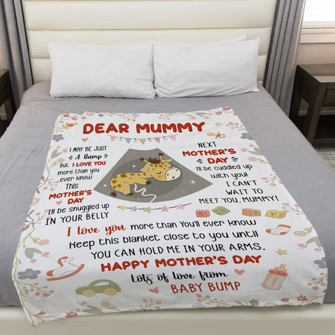 Mom To Be Gifts, I Can't Wait To Meet You 1st Mothers Day Baby Giraffe Sleeping In Mommy's Belly  Blanket, Gifts For New Mom