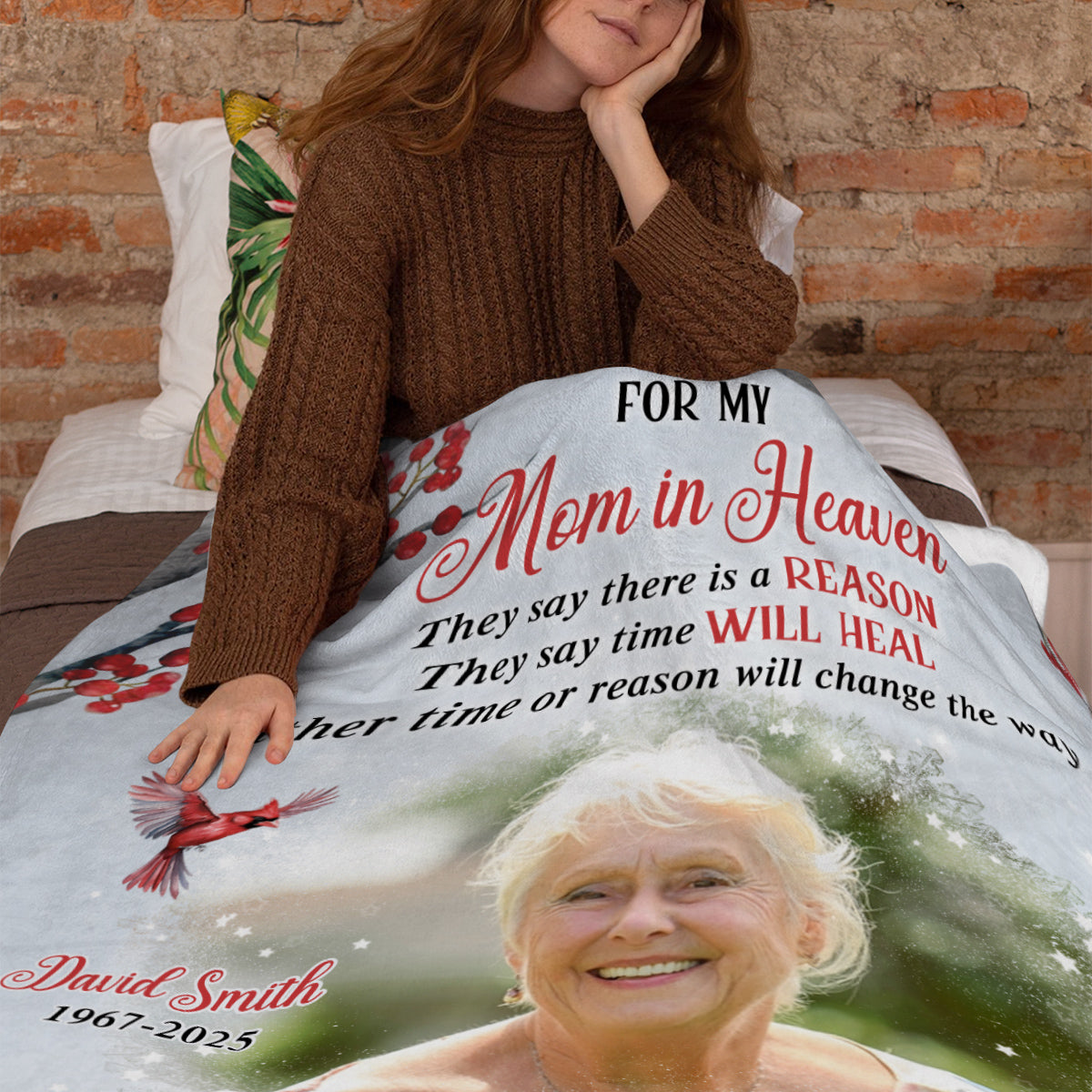 Sympathy Gifts, Memorial Blanket With Photo, Memorial Photo Upload For My Mom In Heaven Till We Meet Again, Loss Of Loved Ones Blanket, Fleece Sherpa, Funeral Gifts For Anniversary