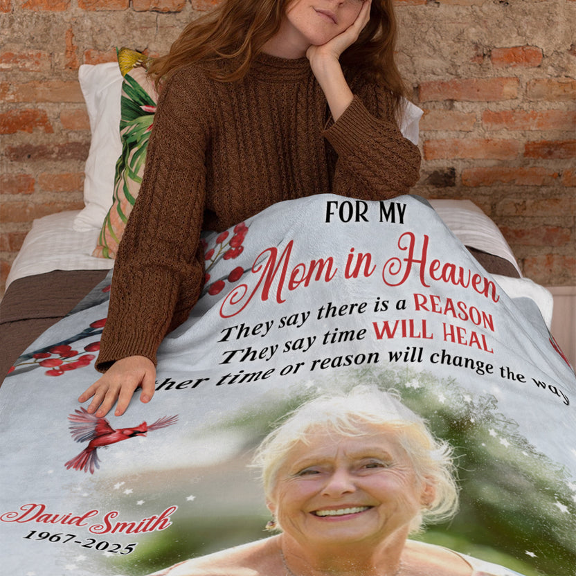 Sympathy Gifts, Memorial Blanket With Photo, Memorial Photo Upload For My Mom In Heaven Till We Meet Again, Loss Of Loved Ones Blanket, Fleece Sherpa, Funeral Gifts For Anniversary
