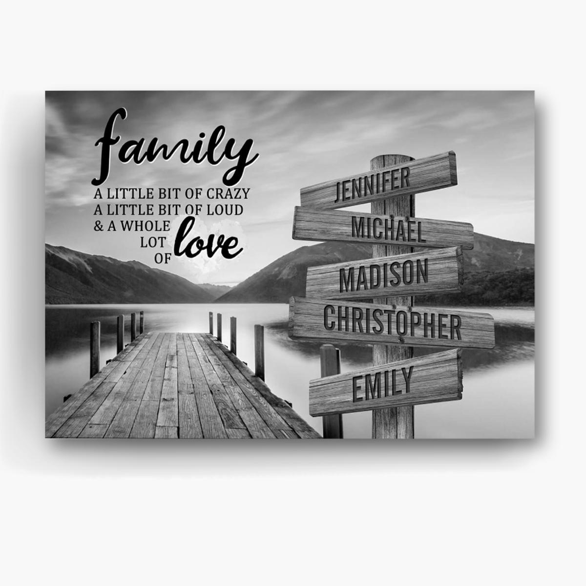 Personalized Canvas Wall Art For Mom Dad Grandma From Kids Grandkids A Little Of Crazy Loud And Lot Love Wooden Signs Custom Multi Name Poster Prints Home Decor Family Gifts For Birthday