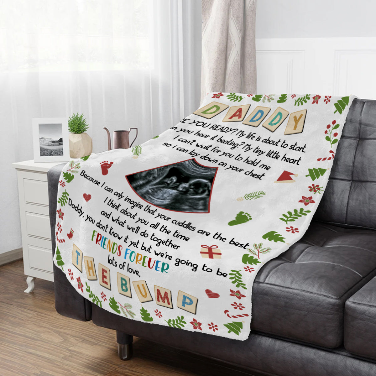 Dad To Be Gifts, Daddy Are You Ready I Can't Wait For You To Hold Me Baby Ultrasound, Personalized Blanket, Gifts For New Daddy, Fleece Sherpa, New Dad Blanket, Gifts For Christmas